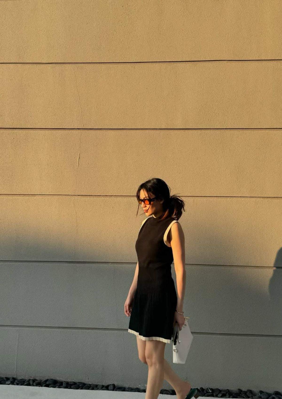 Noir Pleated Hem Knit Dress