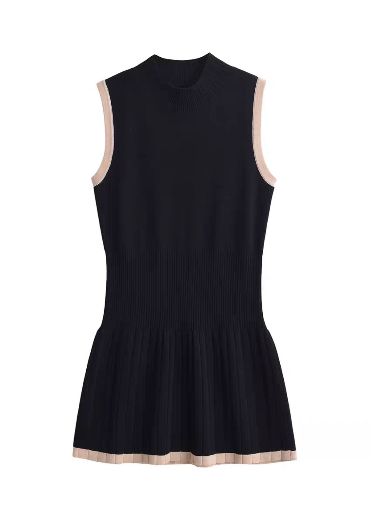 Noir Pleated Hem Knit Dress
