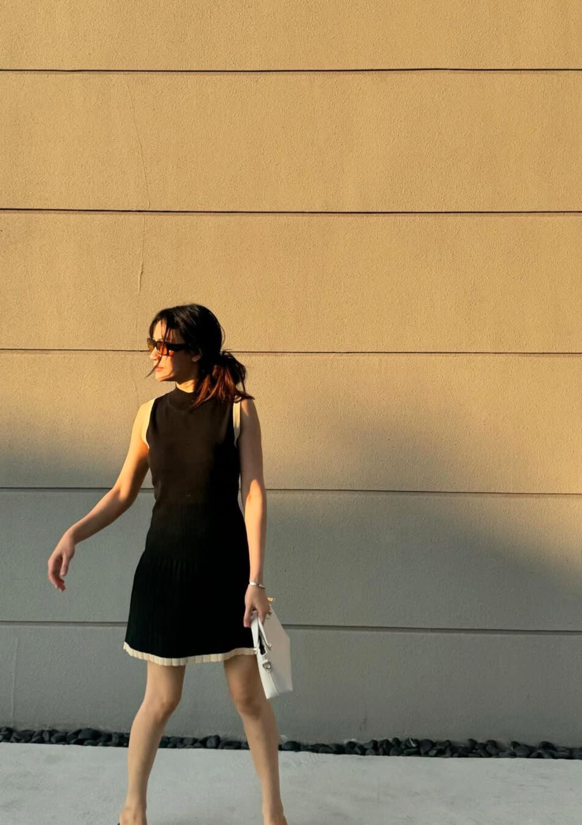 Noir Pleated Hem Knit Dress