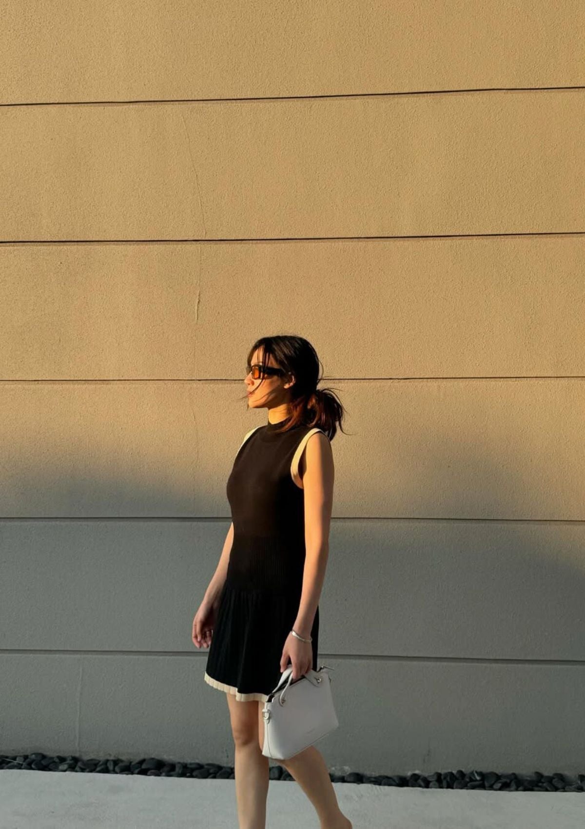 Noir Pleated Hem Knit Dress